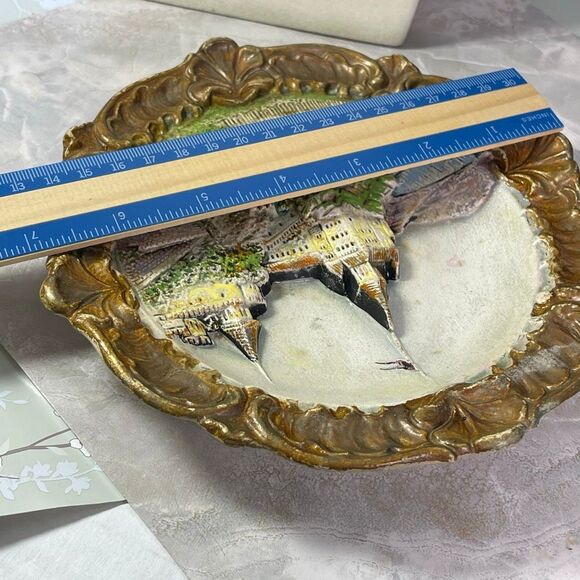 Antique Josef Strnact 3D Neuschwanstein Castle Germany plate . - Picture 6 of 8